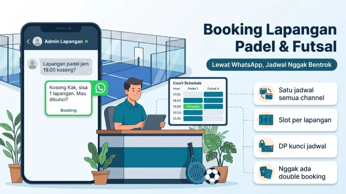 Cara Kelola Booking Lapangan Padel dan Futsal Lewat WhatsApp Supaya Jadwal Nggak Bentrok